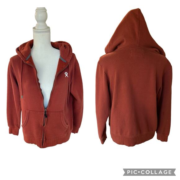 Hydro Flask Womens Burnt Orange Zip Up Hooded Jacket Size Medium Relaxed Fit - Picture 1 of 11
